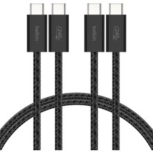 Kazan Hobi Belkin 2'li Örgülü Usb-C - Usb-C Kablo, 1,5 M, 240 W, Yumuşak, Esnek ve Hızlı Şarj Kablosu, iPhone 17 ve 16 Serisi, Galaxy S25, Pixel 10, iPad Pro ve Daha Fazlasıyla Uyumlu, Siyah