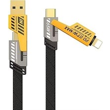 Kazan Hobi 4 In 1 Çoklu USB Şarj Kablosu: 1m, Type C To Lightning Örgü Şarj Kablosu USB A/usb C 65W Tip C/27W Pd Her Cihaz ile Uyumlu Metal Başlıklı