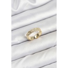DMR Elegance Pirinç Gold Renk Zirkon Taşlı Sırım Kadın Yüzük