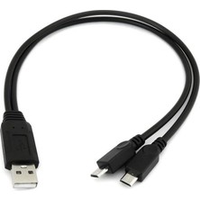 Kazan Hobi Micro USB Y Kablo Data Power Çevirici Dönüştürücü Çoklayıcı Kablo