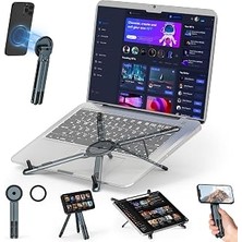 Kazan Hobi Taşınabilir Dizüstü Bilgisayar Standı Seyahat, 3'ü 1 Arada Masa Tableti Montaj Bilgisayar Tutucu Manyetik Telefon Tutucu Tripod, 10-15,6 Inç Dizüstü Bilgisayarlar ve 4-13 Inç Tabletler/telefonlar Için