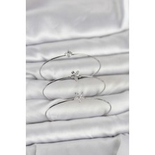 DMR Elegance Gümüş Renk Zirkon Taşlı Pirinç 3'lü Kadın Bileklik Kombini