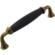 Kazan Hobi Kapıdağı Porselen Antik Sarı Siyah Kulp 128 mm Mobilya Çekmece Mutfak Dolabı Dolap Kapak Kulb Kulpu