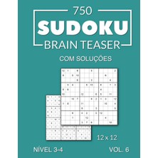 Kazan Hobi 750 Sudoku Brain Teaser 12X12 Com Soluções Nível 3-4 Vol. 6