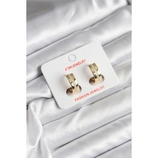 DMR Elegance 14K Gold Renk Kaplama Zirkon Taşlı Halka Model cm Kadın Küpe