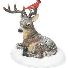 Kazan Hobi Department 56 Köy Koleksiyonları Için Aksesuarlar Kardinal ve Noel Geyiği Heykelcik, 5,375 Cm, Çok Renkli