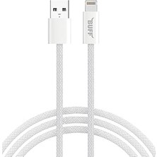 Kazan Hobi Buff, BL74 Örgülü 3A .2m Data ve Şarj Kablosu, Bükülmeye Dayanıklı, Hızlı Şarj, USB Lightning, Beyaz