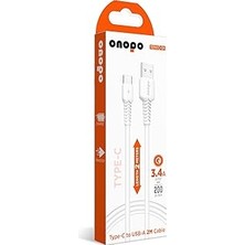 Kazan Hobi Android Uyumlu 2 Metre Type-C To USB Kablo – 3.4A Hızlı Şarj ve Veri Aktarımı, Beyaz | Onopo Q4