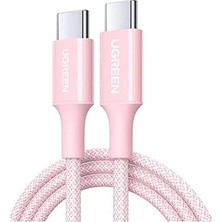 Kazan Hobi Ugreen Usb-C 100W 5A Qc Pd Örgülü Hızlı Şarj Kablosu, 1 Metre, Pembe, 65251