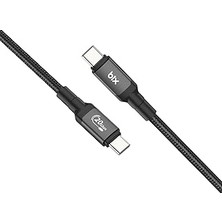 Kazan Hobi Bix BX07CC 100W Hi-Speed 20GBPS 4K 60Hz Örgülü Metalik Başlıklı Type-C Şarj, Data ve Görüntü Kablosu Koyu Gri 1 Metre