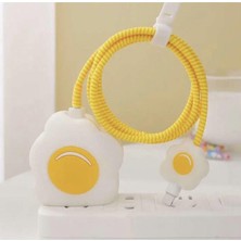 Kazan Hobi Gritty iPhone 18W/20W Şarj Başlığı Ile Uyumlu 3D Animasyon Şarj Başlığı ve Kablo Koruyucu Set, Yumurta