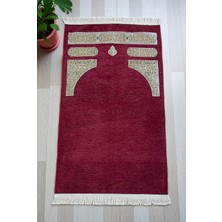 Kazan Hobi Kabe Desenli Örgü Püsküllü Şönil Seccade Kırmızı