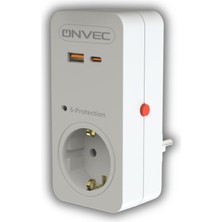 Kazan Hobi Onvec Basic 20W Hızlı Şarjlı Usb/type-C Akım ve Şok Korumalı Priz 720 Joule
