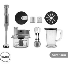 Kazan Hobi Karaca Mastermaid Prosteel 2500W 6 Bıçaklı Uzun Blender Ayaklı Cam Mutfak Robotu, Galaxy Grey