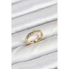 Renas Store Pirinç Gold Renk Zirkon Taşlı Vintage Kadın Yüzük - Lisinya