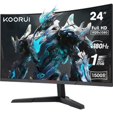 Kazan Hobi Koorui 24E6CA 23.6" Monitör, Monitörü, Monitörler ile Yüksek Hızlı Oyun Deneyimi, 180Hz Yenileme Hızı, 1500R Kavisli Ekran ve Ergonomik Tasarım