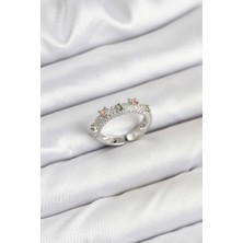 DMR Elegance Pirinç Gümüş Renk Zirkon Taşlı Vintage Kadın Yüzük