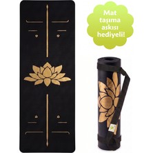 Yogatime Rubber Yoga Mat Golden Line 5mm – Lotus Siyah - Hizalama Çizgili Kaymaz Kauçuk Yoga Matı