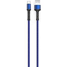 Kazan Hobi Hasır Kırılmaya Dayanıklı 3m LS65 Type-C USB Kablo Mavi