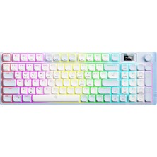 Kazan Hobi Aıgo S99 Sky Realm Kablosuz Gaming Klavye – Red Switch, 4000MAH Batarya, 3 Modlu Bağlantı (Kablolu, 2.4g, Bluetooth), Tft Ekran, Rgb, Pbt Tuş, Ingilizce Q