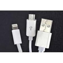 Kazan Hobi Psr Aksesuar Beyaz Beyaz 2 Uçlu Lightning-Micro USB Kablo 1m- ile Uyumlu