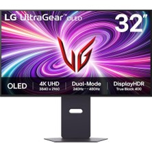Kazan Hobi Lg Ultragear OLED Oyun Monitörü 32GS95UV-B, 32 Inç UHD 4k, Çift Mod 4k: 240Hz / Fhd: 480Hz, 0,03 Ms Tepki Süresi, Nvıdıa G-Sync ve Amd Freesync Premium Pro, 7W Stereo Hoparlör, Displayport, HDMI 2.1