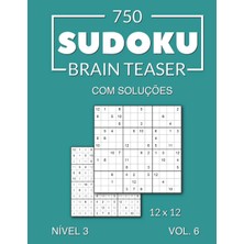 Kazan Hobi 750 Sudoku Brain Teaser 12X12 Com Soluções Nível 3 Vol. 6