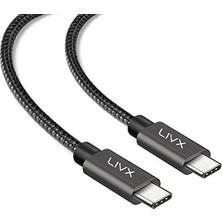 Kazan Hobi Livx Solid 100W 5A Type C To Type C iPhone 15 Pro Max Plus Hızlı Şarj ve Data Kablosu Halat Örgülü Space Gray (3 Metre)
