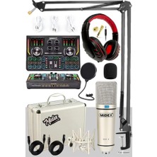 Kazan Hobi Midex Cx1 Titanium Set Efektli Ses Kartı Mikrofon Kulaklık Stand Kayıt Canlı Yayın (Pc ve Telefon)