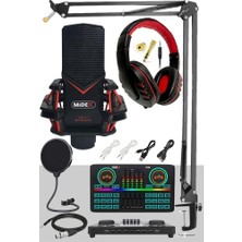 Kazan Hobi Midex Gmx-1 Effective Set Condenser Mikrofon Ses Kartı Kulaklık Canlı Yayın Paketi (Telefon ve Pc)