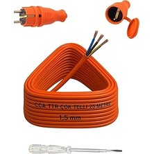 Kazan Hobi Seyyar 25 Metre Uzatma Kablosu Ttr Cca Telli 3x1.5 mm Elektrik Kablo Kontrol Kalem Dişi Erkek Fiş
