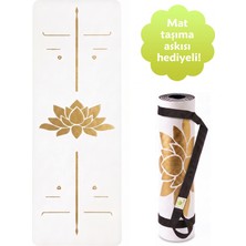 Yogatime Rubber Yoga Mat Golden Line 5mm – Lotus Beyaz - Hizalama Çizgili Kaymaz Kauçuk Yoga Matı