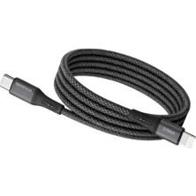 Kazan Hobi Type C-Lightning Örgülü Şarj Kablosu, 27WATT Pd Hızlı Şarj, Siyah, 1metre, Remorax Wahoo (1AD x 1metre Siyah)