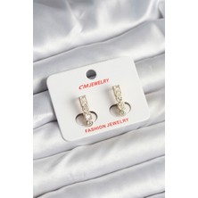 DMR Elegance Pirinç Gold Renk Zirkon Taşlı Vintage Kadın Küpe