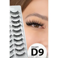 Kazan Hobi Ruby Face Doğal Görünümlü Ipek Bütün 10LU Takma Kirpik Seti- 10 Çift Gerçek Takma Kirpik- Model: D9