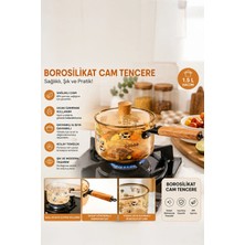 Porsima Borosilikat Cam Amber Geyik Kapaklı Sos Tenceresi - Yumurta Tenceresi 1600 ml (Karakterli)