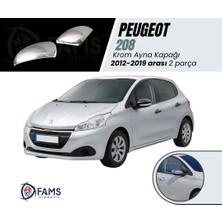 Fams Otomotiv  Peugeot 208 Krom Ayna Kapağı 2 Parça 2012-2019 arası Paslanmaz Çelik