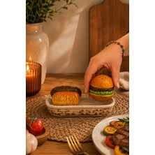 Porsima MIO-038 Hamburger Motifli 2li Standlı Tuzluk Biberlik Seti