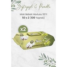 Kazan Hobi Sleepy Doğal Zeytinyağlı ve Pamuklu Islak Bebek Havlusu 50 x 2 Adet (100 Yaprak)