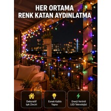 Astraltech 5 Metre Şeffaf Kablo LED Peri Işığı 50 Ampullü Dekoratif LED Yeni Nesil