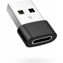 Kazan Hobi USB To Type-C Dönüştürücü/çevirici, 3A Hızlı Şarj ve Veri Aktarımı, Otg, Mini Boy Siyah, Iphone ve Dizüstü Bilgisayar Uyumlu Carplay, Android Auto Uyumlu