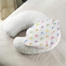 Kazan Hobi Müslin Bebek Emzirme Destek Yastığı Kılıfı - Rainbow Lapin Pink