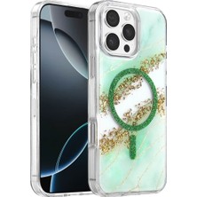İlk El Grup    iPhone 16 Pro Max Lotus Simli Magsafe Kapak - Yeşil