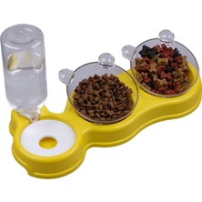 Kazan Hobi Çift Hazneli- 3' Lü Beslenme Mama ve Su Kabı Sarı 500ML 36 * 21 * 16 cm