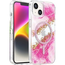 İlk El Grup    iPhone 15 Lotus Simli Magsafe Kapak - Pembe