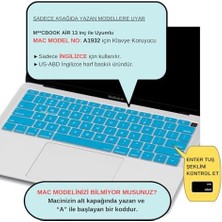 Silikon Klavye Koruyucu MacBook Air 13 Retina Uyumlu A1932 A2179 A2337 M1 | Us Amerikan Enter Ansı | Ingilizce Keyboard Cover Açık Mavi