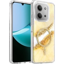 Zenviaa Mey Ithalat®   Redmi 15C 4g Lotus Simli Magsafe Kapak - Gümüş ZNV20296545