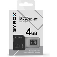 Syrox 4gb Micro Sd Kart Class 10 Telefon Kamera Uyumlu Hafıza Kartı + Sd Adaptör