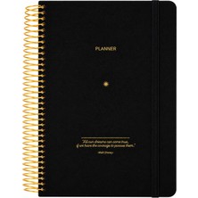Victoria’s Journals Keten Sert Kapaklı Spiralli ,cepli ve Lastikli  Tarihsiz Ajanda-Planlayıcı. A5.100 Gr. Ivory. 224 Sayfa Siyah