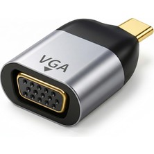 Kazan Hobi Type-C To VGA Çevirici Mini Adaptör - Usb-C'den VGA Görüntü Dönüştürücü - Alüminyum Gövde - Laptop Uyumlu - Tak Çalıştır